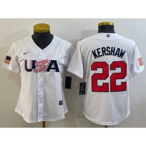 6863a173b1ff4_1 Women's USA Baseball #22 Clayton Kershaw 2023 White World Baseball Classic Stitched Jersey(Run Small)