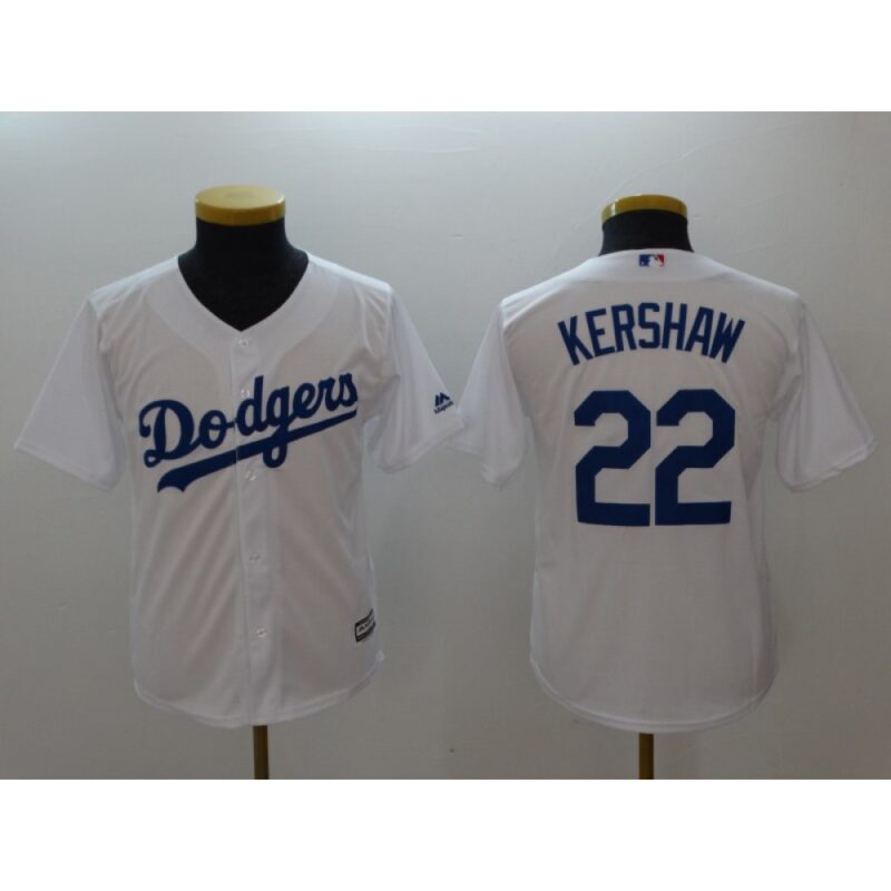 6863a1b466f6a_1 Youth Los Angeles Dodgers #22 Clayton Kershaw White Cool Base Stitched MLB Jersey