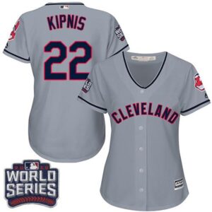 6863a1fa9f434_1 indians #22 Jason Kipnis Grey 2016 World Series Bound Women's Road Stitched MLB Jersey