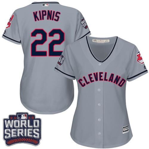 6863a1fa9f434_1 indians #22 Jason Kipnis Grey 2016 World Series Bound Women's Road Stitched MLB Jersey