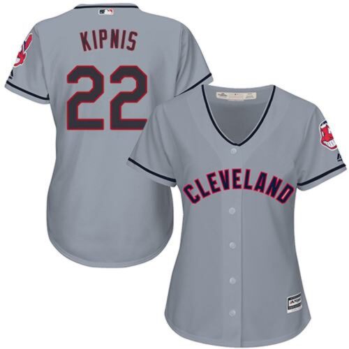6863a1fd70f9d_1 indians #22 Jason Kipnis Grey Women's Road Stitched MLB Jersey