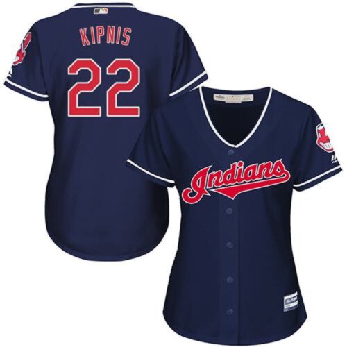 6863a20023cfa_1 indians #22 Jason Kipnis Navy Blue Women's Alternate Stitched MLB Jersey