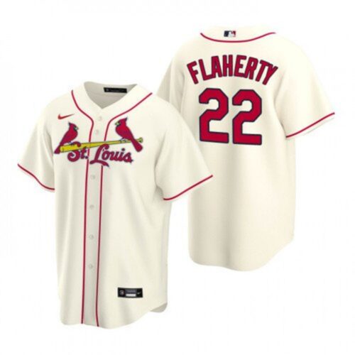 6863a21e0904b_1 Men's St. Louis Cardinals #22 Jack Flaherty Cream Cool Base Stitched Jersey