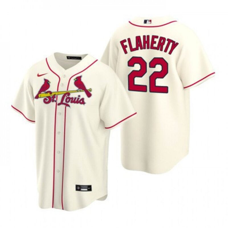 6863a21e0904b_1 Men's St. Louis Cardinals #22 Jack Flaherty Cream Cool Base Stitched Jersey