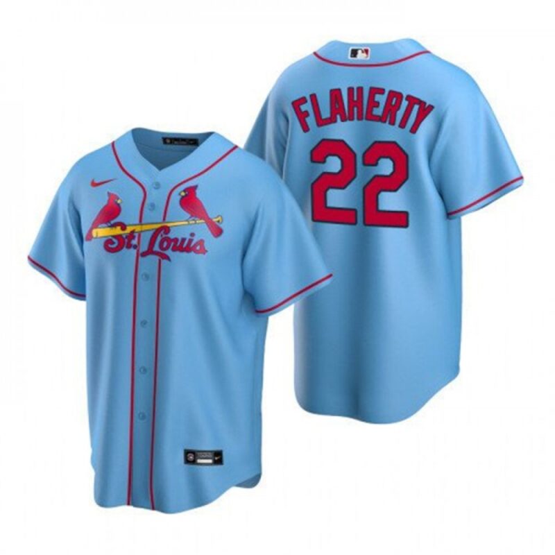 6863a228ef720_1 Men's St. Louis Cardinals #22 Jack Flaherty Blue Cool Base Stitched Jersey