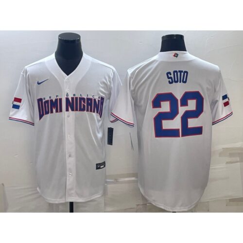 6863a250c8bc3_1 Men's Dominican Republic Baseball #22 Juan Soto 2023 White World Baseball Classic Stitched Jersey
