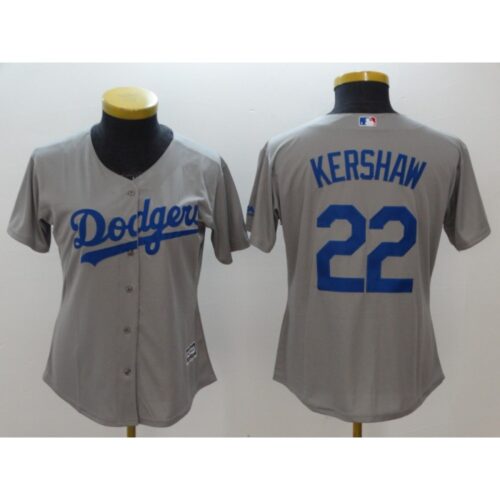 6863a29298384_1 Women's Los Angeles Dodgers #22 Clayton Kershaw Gray Cool Base Stitched MLB Jersey