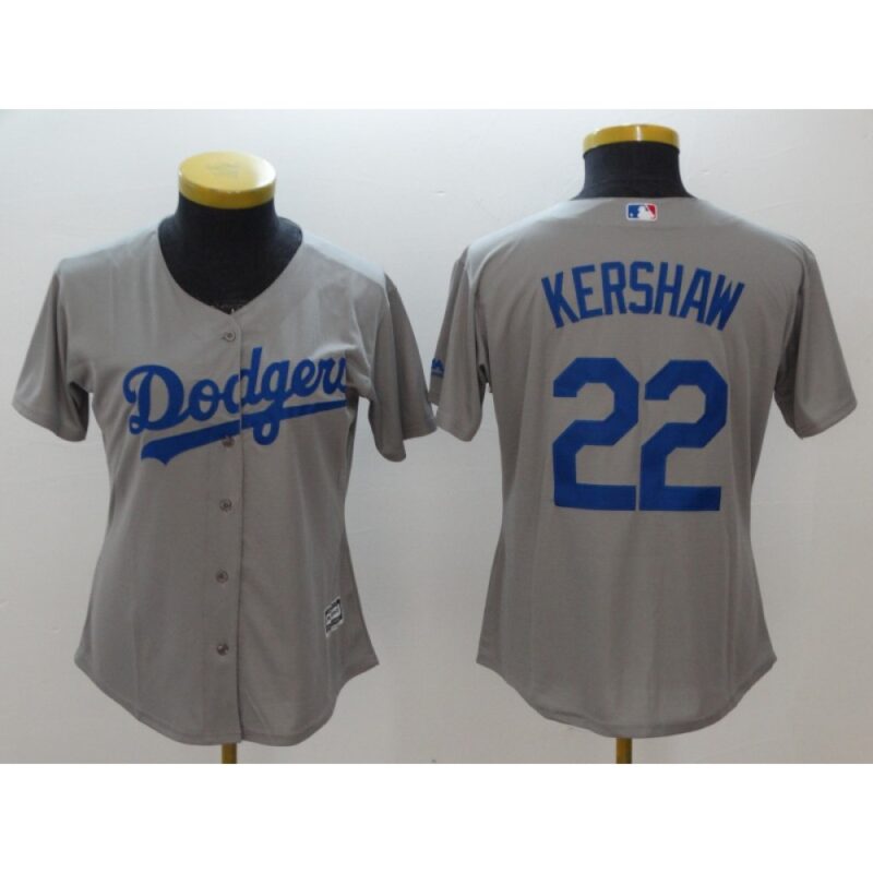 6863a29298384_1 Women's Los Angeles Dodgers #22 Clayton Kershaw Gray Cool Base Stitched MLB Jersey