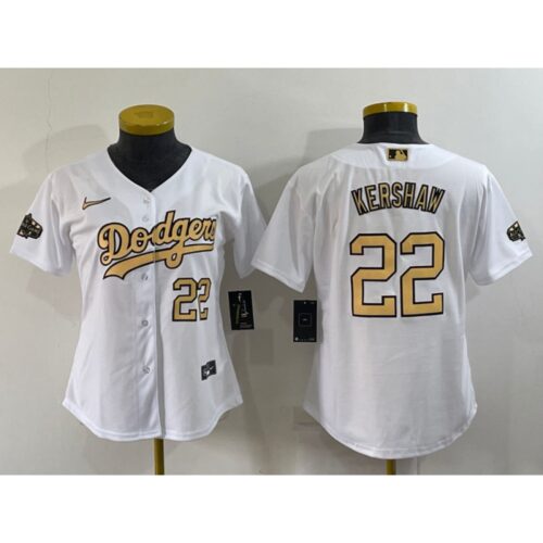 6863a2a69f527_1 Women's Los Angeles Dodgers #22 Clayton Kershaw 2022 All-Star White Stitched Baseball Jersey(Run Small)