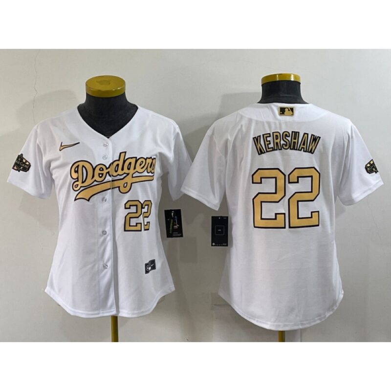 6863a2a69f527_1 Women's Los Angeles Dodgers #22 Clayton Kershaw 2022 All-Star White Stitched Baseball Jersey(Run Small)