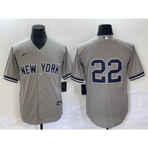 6863a38c04801_1 Men's New York Yankees #22 Harrison Bader Gray Cool Base Stitched Baseball Jersey