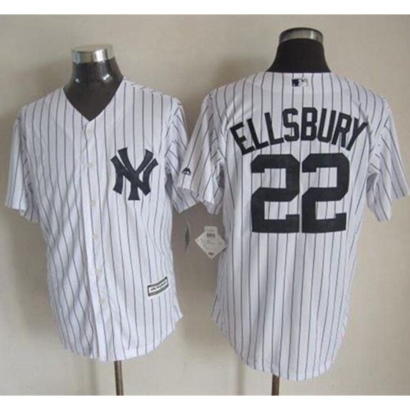 6863a39f06e8b_1 Yankees #22 Jacoby Ellsbury White Strip New Cool Base Stitched MLB Jersey