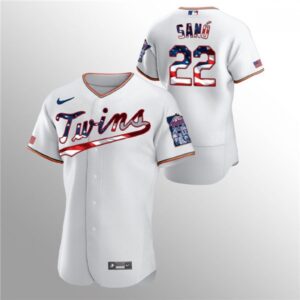 6863a3b7b89d6_1 Men's Minnesota Twins #22 Miguel Sano White 2020 Stars & Stripes Flex Base Stitched Jersey