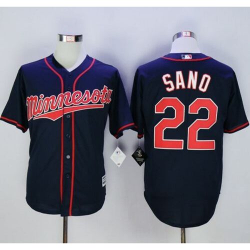 6863a3c41dc95_1 Twins #22 Miguel Sano Navy Blue Alternate Road New Cool Base Stitched MLB Jersey
