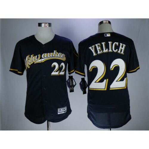 6863a3f1bd770_1 Men's Milwaukee Brewers #22 Christian Yelich Navy Flexbase Stitched MLB Jersey