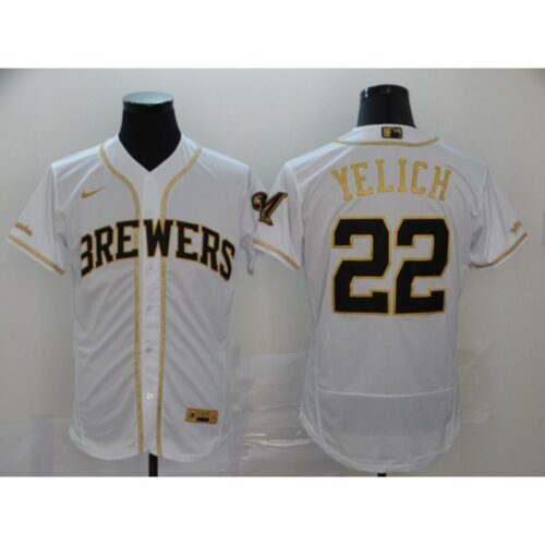 6863a3f56b069_1 Men's Milwaukee Brewers #22 Christian Yelich Blank 2020 White Golden Flex Base Stitched MLB Jersey