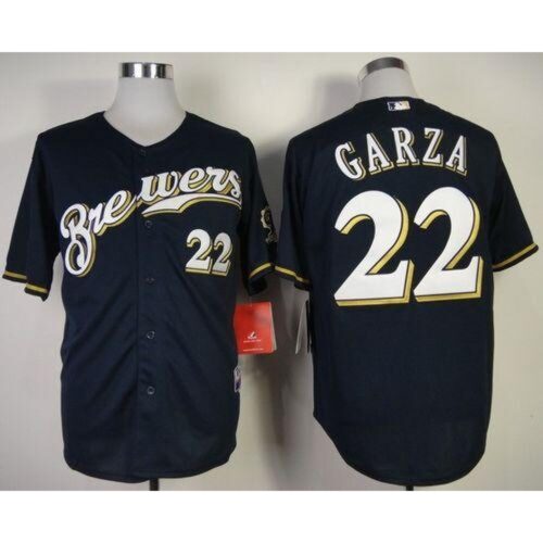 6863a40c5646a_1 Brewers #22 Matt Garza Navy Blue Cool Base Stitched MLB Jersey