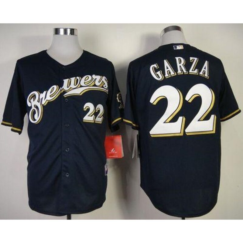 6863a40c5646a_1 Brewers #22 Matt Garza Navy Blue Cool Base Stitched MLB Jersey