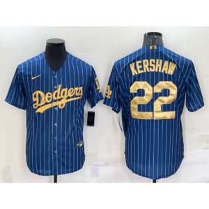 6863a443e860c_1 Men's Los Angeles Dodgers #22 Clayton Kershaw Navy Gold Cool Base Stitched Baseball Jersey