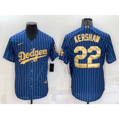 6863a443e860c_1 Men's Los Angeles Dodgers #22 Clayton Kershaw Navy Gold Cool Base Stitched Baseball Jersey