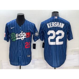 6863a447aa558_1 Men's Los Angeles Dodgers #22 Clayton Kershaw Navy Mexico World Series Cool Base Stitched Baseball Jersey