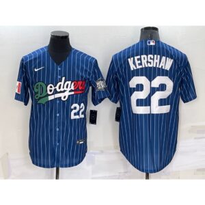 6863a44bcffa3_1 Men's Los Angeles Dodgers #22 Clayton Kershaw Navy Mexico World Series Cool Base Stitched Baseball Jersey