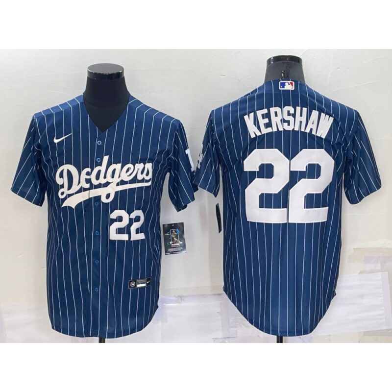 6863a4530ceaf_1 Men's Los Angeles Dodgers #22 Clayton Kershaw Navy Cool Base Stitched Baseball Jersey