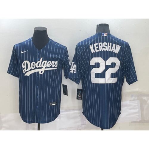 6863a45681543_1 Men's Los Angeles Dodgers #22 Clayton Kershaw Navy Cool Base Stitched Baseball Jersey
