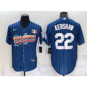 6863a45da0176_1 Men's Los Angeles Dodgers #22 Clayton Kershaw Navy Mexico Rainbow Cool Base Stitched Baseball Jersey