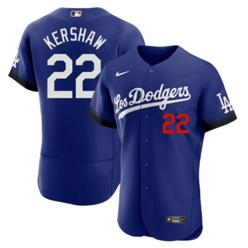 6863a47064f6f_1 Men's Los Angeles Dodgers #22 Clayton Kershaw 2021 Royal City Connect Flex Base Stitched Baseball Jersey