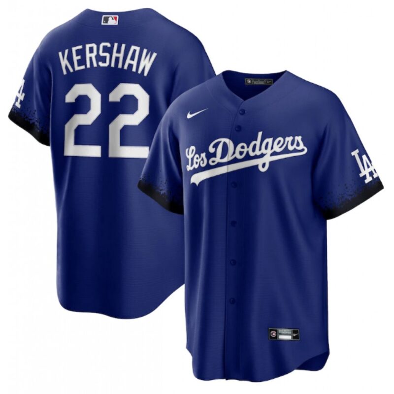 6863a473dd91d_1 Men's Los Angeles Dodgers #22 Clayton Kershaw 2021 Royal City Connect Cool Base Stitched Baseball Jersey