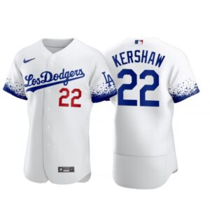 6863a49160b83_1 Men's Los Angeles Dodgers #22 Clayton Kershaw 2021 White City Connect Flex Base Stitched Baseball Jersey