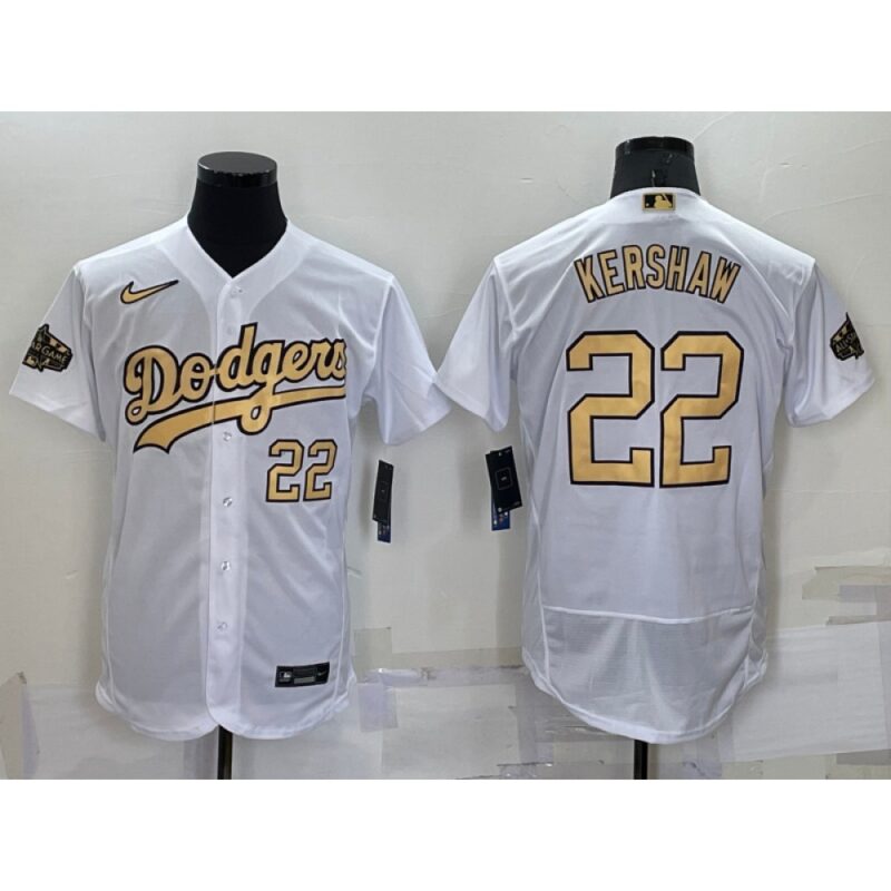 6863a4ab09283_1 Men's Los Angeles Dodgers #22 Clayton Kershaw 2022 All-Star White Flex Base Stitched Baseball Jersey