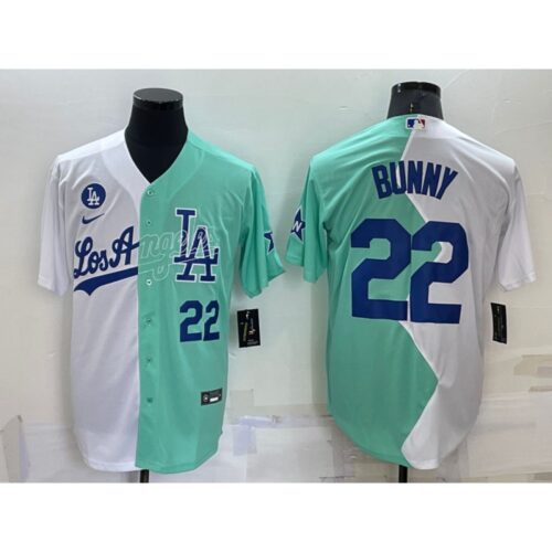6863a4d120e31_1 Men's Los Angeles Dodgers #22 Bad Bunny 2022 All-Star White/Green Cool Base Stitched Baseball Jersey