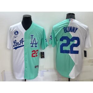 6863a4d4d837e_1 Men's Los Angeles Dodgers #22 Bad Bunny 2022 All-Star White/Green Cool Base Stitched Baseball Jersey