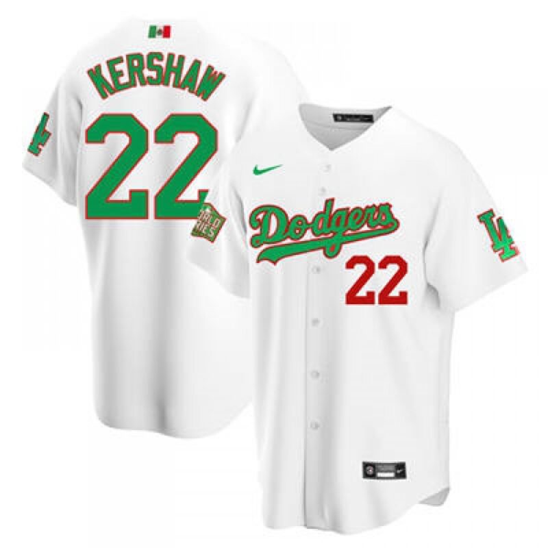 6863a4fc617ac_1 Men's Los Angeles Dodgers #22 Clayton Kershaw White Green Mexico 2020 World Series Stitched Jersey