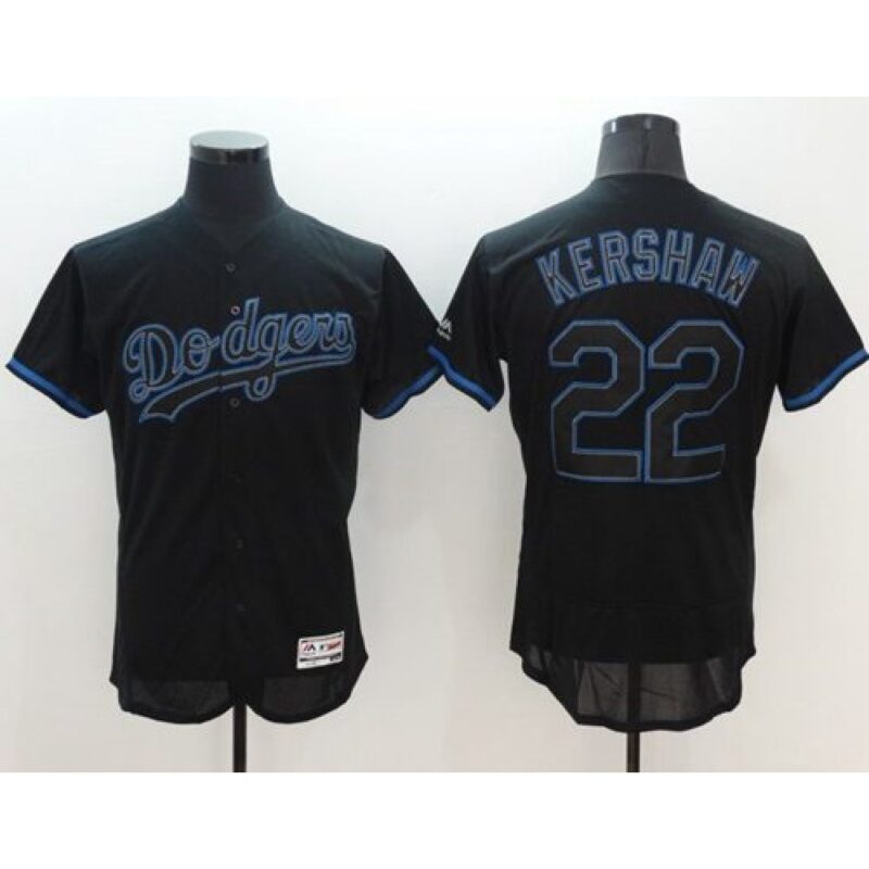 6863a5152212d_1 Dodgers #22 Clayton Kershaw Black Fashion Flexbase Authentic Collection Stitched MLB Jersey