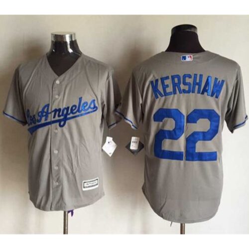 6863a5407eeb5_1 Dodgers #22 Clayton Kershaw Grey New Cool Base Stitched MLB Jersey