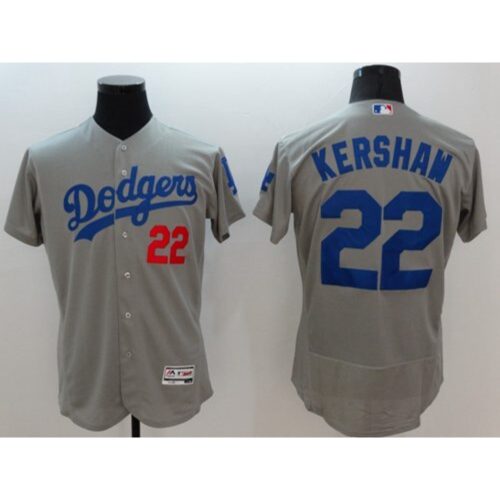 6863a548a88f0_1 Dodgers #22 Clayton Kershaw Grey Flexbase Authentic Collection Stitched MLB Jersey