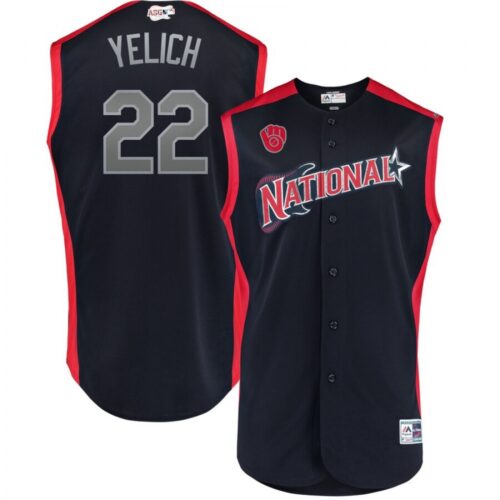 6863a64e4ba84_1 National League #22 Christian Yelich Navy 2019 MLB All-Star Game Workout Jersey