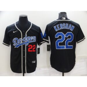 6863a69a88cef_1 Men's Los Angeles Dodgers #22 Clayton Kershaw Black Cool Base Stitched Baseball Jersey