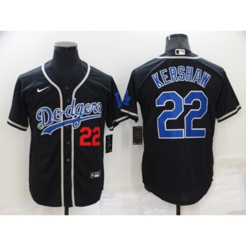 6863a69a88cef_1 Men's Los Angeles Dodgers #22 Clayton Kershaw Black Cool Base Stitched Baseball Jersey