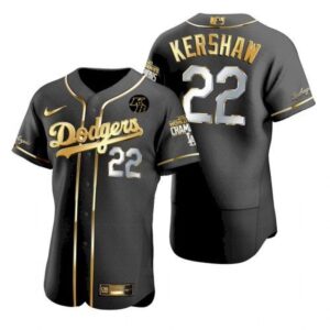 6863a6a5a0e16_1 Men's Los Angeles Dodgers #22 Clayton Kershaw 2020 World Series Champions Black Golden Sttiched MLB Jersey