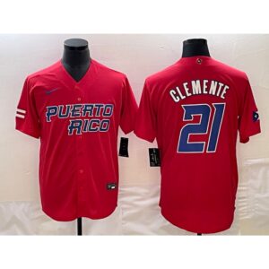 6863a702df983_1 Men's Puerto Rico Baseball #21 Roberto Clemente 2023 Red World Baseball Classic Stitched Jersey