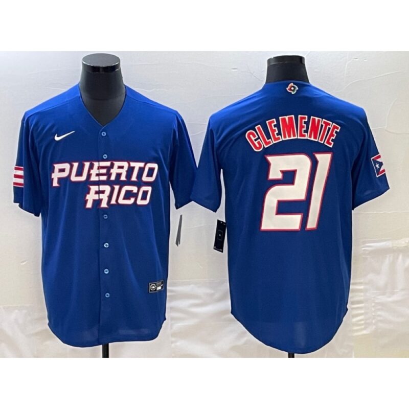 6863a707e78c2_1 Men's Puerto Rico Baseball #21 Roberto Clemente 2023 Royal World Baseball Classic Stitched Jersey