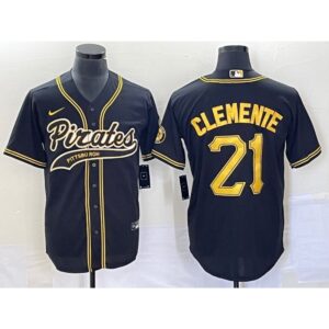 6863a73f8a20b_1 Men's Pittsburgh Pirates #21 Roberto Clemente Black Cool Base Stitched Baseball Jersey