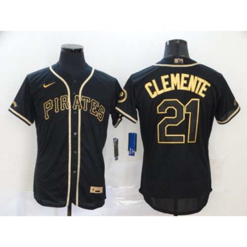 6863a7435ea1f_1 Men's Pittsburgh Pirates #21 Roberto Clemente Black Golden Flex Base Stitched MLB Jersey