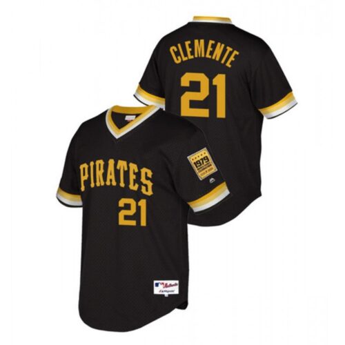 6863a74f1a487_1 Men's Pittsburgh Pirates #21 Roberto Clemente Black Cool Base Stitched Jersey