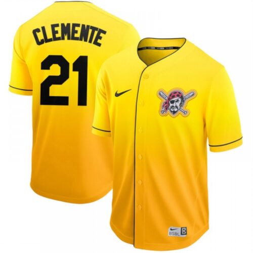 6863a75baca6f_1 Men's Pittsburgh Pirates #21 Roberto Clemente Gold Fade Stitched MLB Jersey