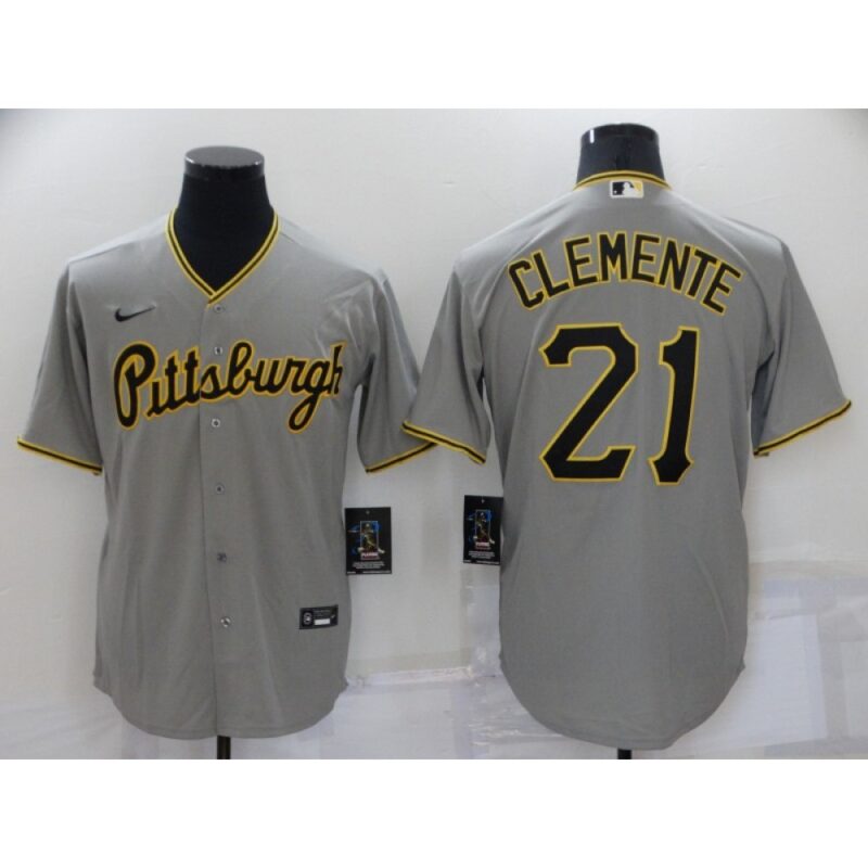 6863a760101de_1 Men's Pittsburgh Pirates #21 Roberto Clemente Grey Cool Base Stitched Jersey